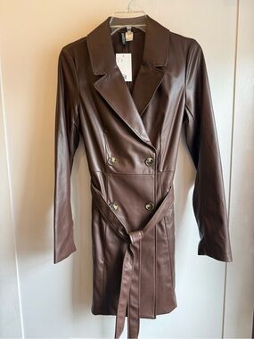 Divided Faux Brown Leather Jacket